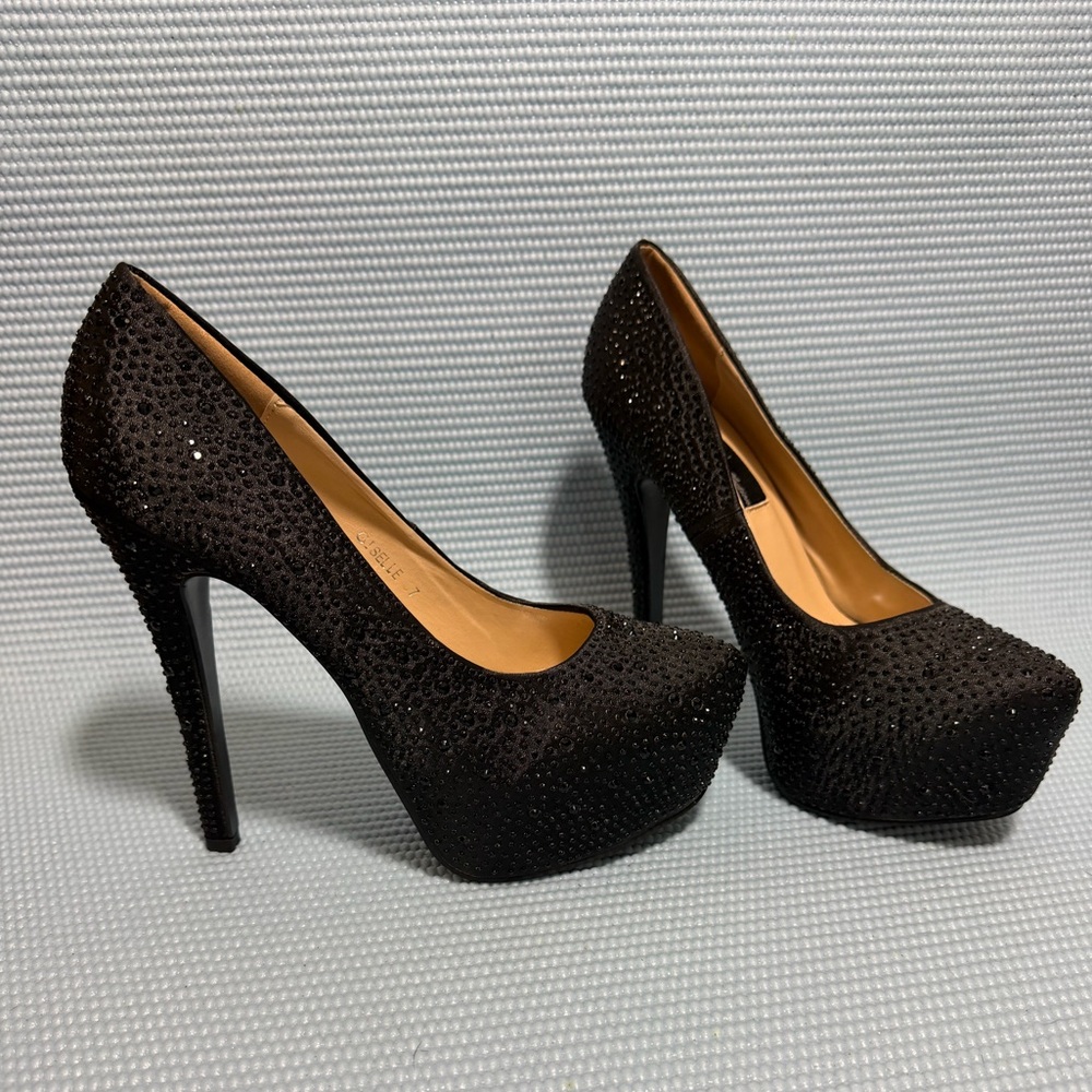 Sparkly Black Rhinestone Heels